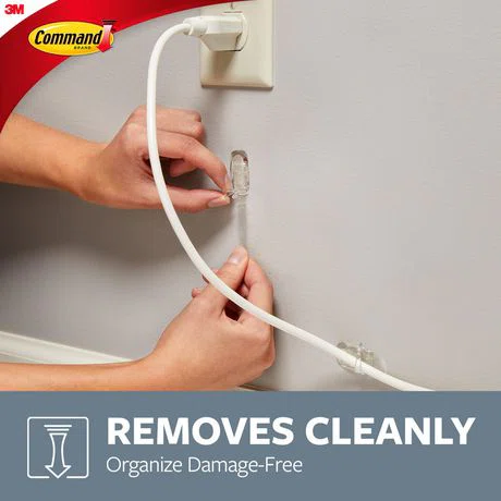 3M command Small Cord Organizers  คลิปยึดสายไฟขนาดเล็ก 17302CLR ไม่ต้องเจาะผนัง 1 ชิ้น