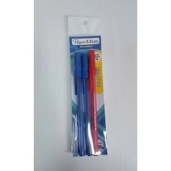 ปากกาลูกลื่น น้ำเงิน-แดง  Paper Mate Kilometrico 0.6 แพ็ค 3 ด้าม